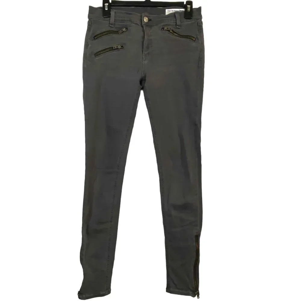 Rag & Bone Womens Gray Moto‎ Skinny Jeans with Zippered Legs & Pockets Size 29